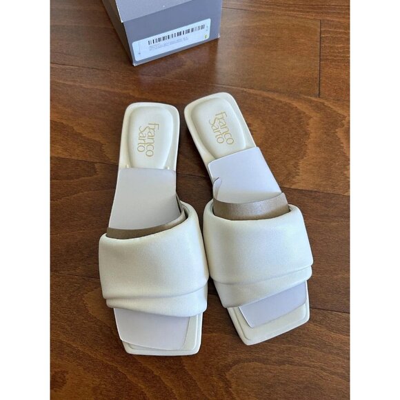 COPY - Franco Sarto White Leather Franco Caris Slides Sandals Leather 9.5 M NEW - Picture 5 of 9
